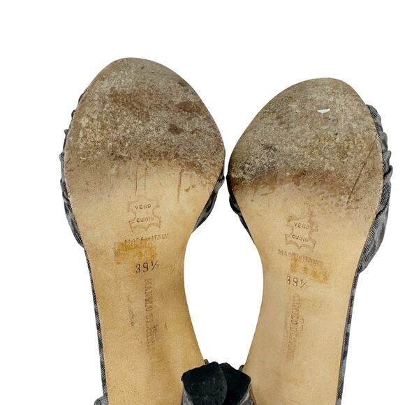 MANOLO BLAHNIK Vintage Retro Gold Brocade Crystal Peep Toe Pump Sedaraby IT 40 - Picture 6 of 7